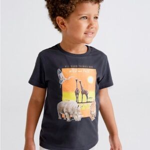 Size 6 Boys Mayoral Charcoal Safari Adventure Tee